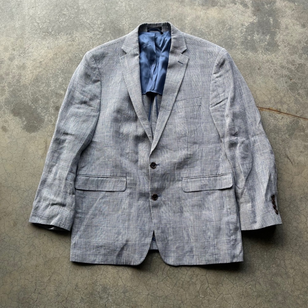Lauren Ralph Lauren Slim Fit Blazer Blue White Glen Plaid Sport Coat Mens 42R